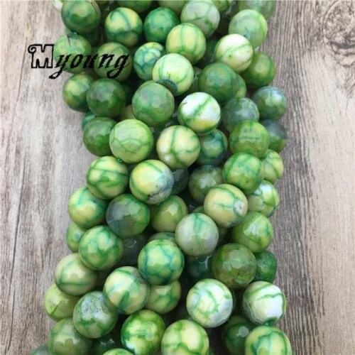 Faceted Green Fire Agates Round Loose beads,Nature Stone Dragon Veins Agat Beads For DIY Jewelry MY2006