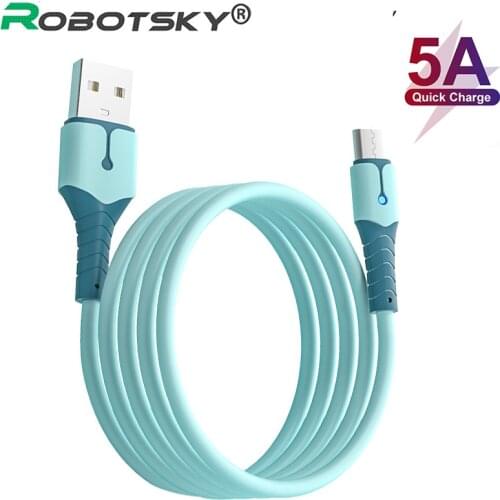 5A Liquid Silicone USB Type C Micro USB Cable For Samsung S20 Huawei Xiaomi Fast Data Charging Charger USB Cable 0.25M 1M 1.5M