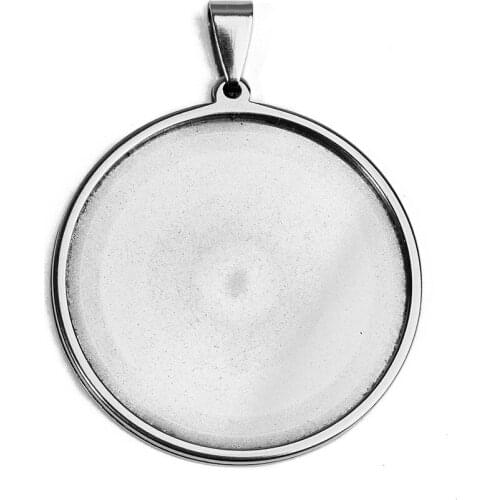 5pcs 20-35mm Round Stainless Steel Pendant Blank Cabochon Base Setting Bezel DIY Jewelry Making Component