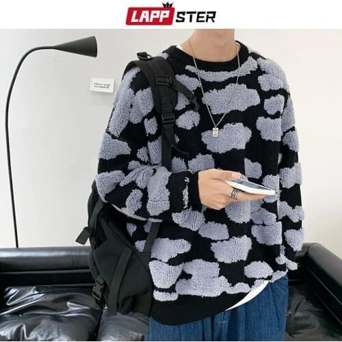 LAPPSTER Men Cloud Stereoscopic Winter Sweater 2021 Pullover Couple Loose Oversized Wool Sweater Harajuku Kpop Fashions Sweaters