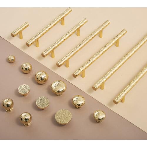 Light luxury pure brass hammered ball Knob Nordic high-end clothes cupboard door drawer furniture long handle