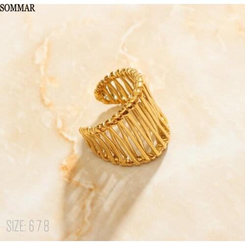 SOMMAR Fashion New Brand Design Luxurio Gold color rings for women 2020 for female Cross weave ring men jewelry accessories
