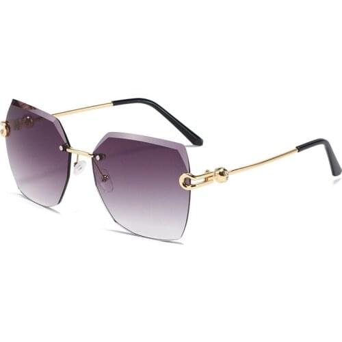 Fashion Rimless Diamond Rimmed Sunglasses Polygonal Sunglasses Womens 2021 New Travel Sunglasses