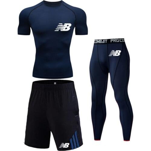 Mens Sports Suit Gym Tights Compression Suit Breathable Suit Football Suit Jogging Suit Mens Tights Mens Skateboard T-Shirt