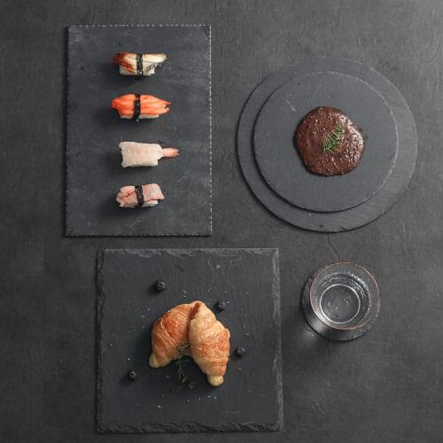 Japanese Ins Creative Rock Plate Set Steak Plate Western Food Plate Cheese Tableware Sushi Plate Square Flat Plates Platter