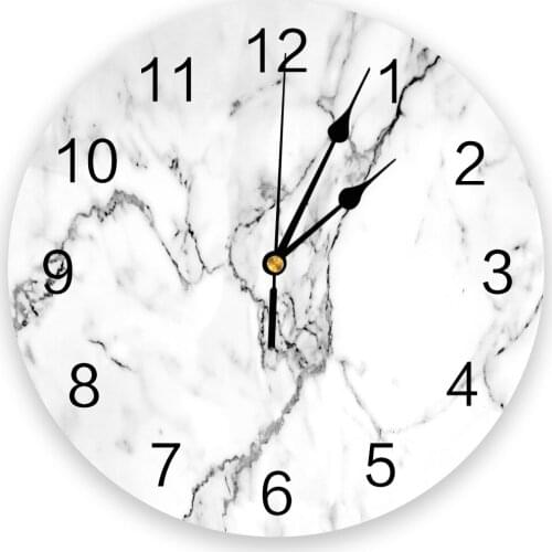 Marble Rift Black White Texture Art Creative Wall Clock For Home Office Decoration Living Room Bedroom Kids Room Hanging Watch