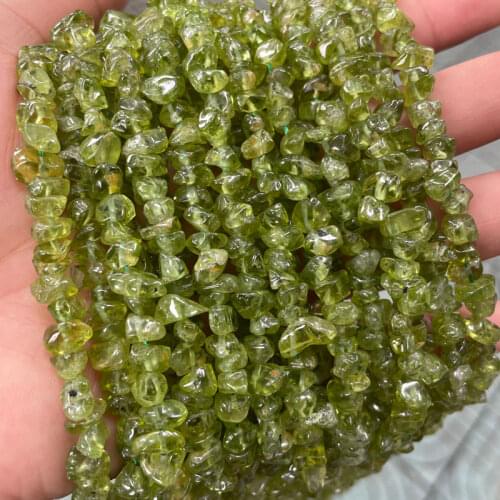 Natural Green Peridots Freeform Gravel Stone 5-8mm Irregular Chips Loose Beads For Jewelry DIY Making Bracelet Accessories 15