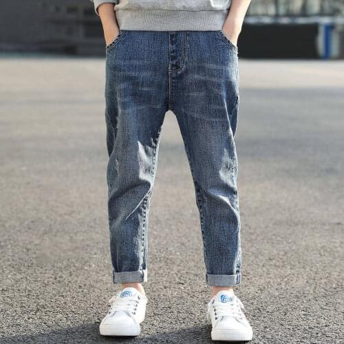 2020 new spring and autumn childrens denim pants fashion hip-hop boys jeans cartoon holes jean for boy denim long trousers