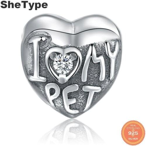 Jazaz I Love My Pet 2.0g Charm Silver 925 Sterling Silver Gift For Boys Charms Jewelry DIY 2020