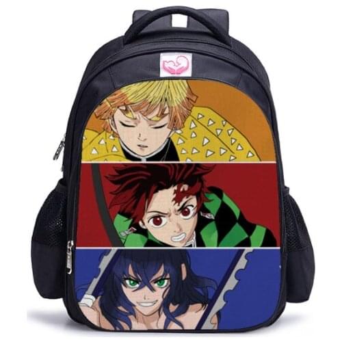 Demon Slayer Kimetsu No Yaiba Backpack 16 Inch Anime School Bags for Teenage Boys Girls Students Laptop Backpack Travel Bags
