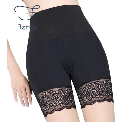 Flarixa 1Pcs Womens Plus Size Safety Pants High Waist Abdomen Shorts Hip Lift Lace Panties High Elasticity Boxer Shorts Summer