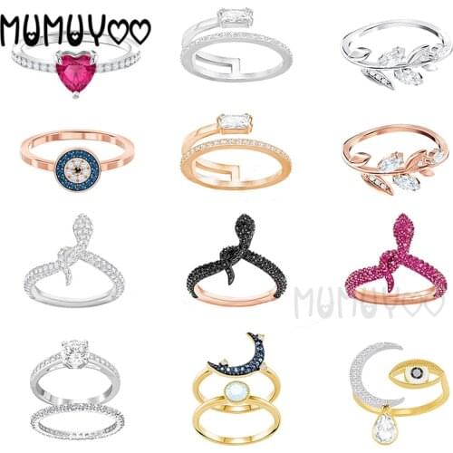 SWA1:1 High Quality Fashion Jewelry Original Fashion Ring Magic Eye Bowknot Fox Bee Butterfly Brick Twisted Ring Romantic Women