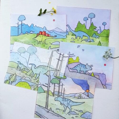 Canvas Cutting Fabric Children Home Decoration 15x20cm-5pcs Fabric for Patchwork Brocade Fabric Dinosaur Design Patch Cotton