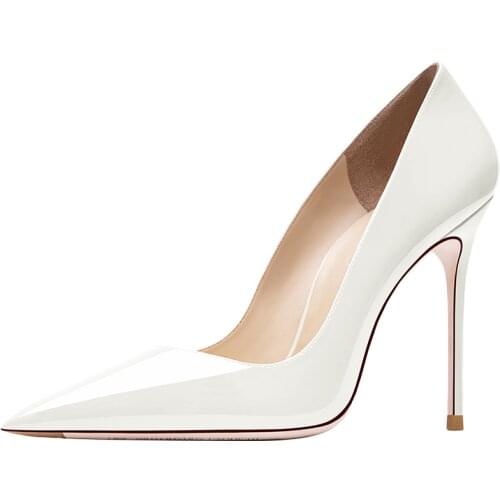 Autumn Spring Women Pumps Genuine Leather High Heels Good Quality Evening Shoes Patent Leather Stilettos Women Comfortable Shoes