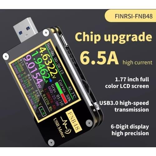 FNB48 USB tester PD trigger Voltmeter ammeter Current Voltmeter QC4 + PD3.0 2.0 PPS fast charging protocol capacity wattmeter