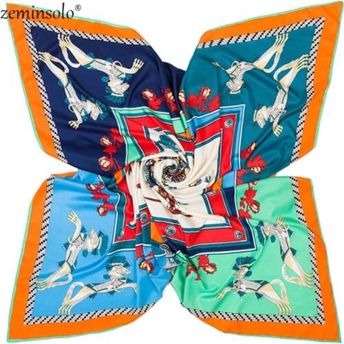 2020 Spring New Design Luxury Brand Scarf Bandana Twill Silk Square Scarf For Women Kerchief Wraps Scarves For Ladies Shawls