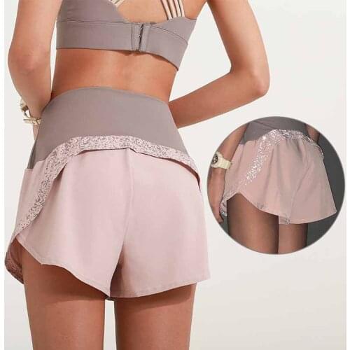 High Waist Workout Yoga Shorts Women 2 In 1 Running Shorts Reflective Quick Drying Gym Fitness Sport Shorts With Inner Pocket