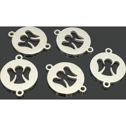 10pcs Angel Baby Stainless Steel Charm High Polished Double Hole Stainless Steel Accessory Pendant for DIY Jewelry Making