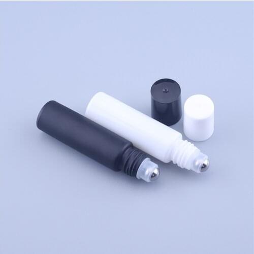 100pcs 10ml Portable Thick Glass Roller Vial Essential Oil Perfume Container Travel Refillable Frosted Colorful Roll on Bottle