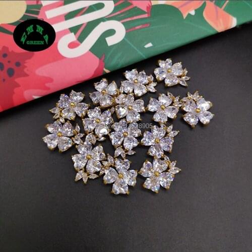 Clover Zircon Charm Pendant 20pcs Zircon Crystal Accessories for Jewelry Making Flatback Zircons Button Embellishments Findings