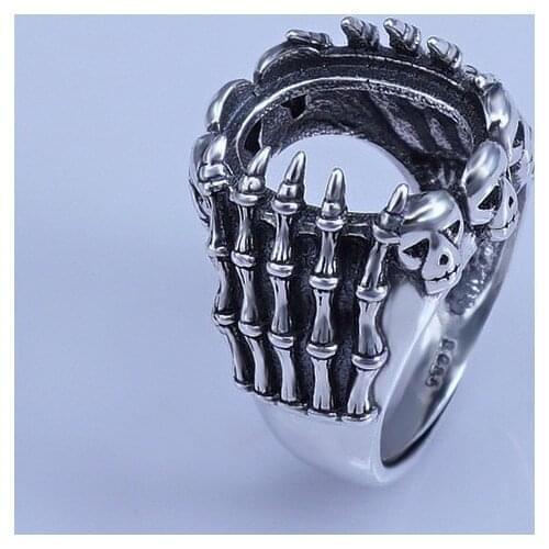 13*17mm 925 STERLING SILVER men women Semi Mount Bases Blanks base blank Pad Skull ring Setting jewelry findings diy A2572