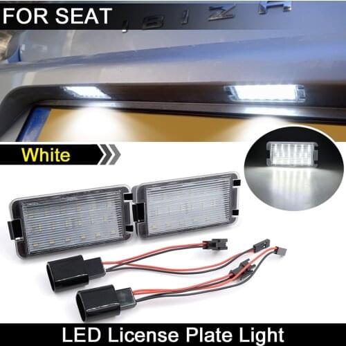 2Pcs For Seat Altea Arosa Facelift Cordoba Ibiza Leon Toledo High Brightness White LED License Plate Light Number Plate Lamp