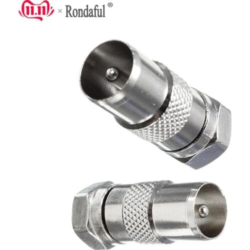 2PC F Type Male Plug to RF Male TV Freeview Aerial Cable Adapter Converter for CATV TV / FM Digital TV Antenna Receptor Amplifie