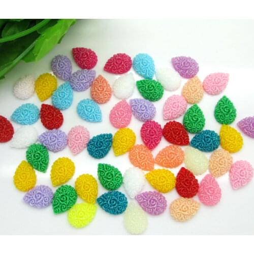200Pcs 10x14mm Mixed Water Drop Shape Resin Decoration Crafts Beads Flatback Cabochon Scrapbook DIY Embellishments Accessories