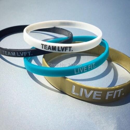 200pcs Gold TEAM LVFT LIVE FIT wristband silicone bracelets free shipping by FEDEX