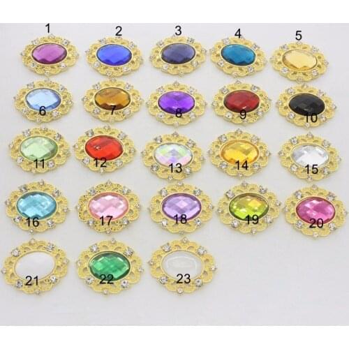 2018 Limited New Plating 25*30mm Acrylic Gems Buttons For Clothing Diy Metal Crafts Flatback For Home Rhinestone Embellishments