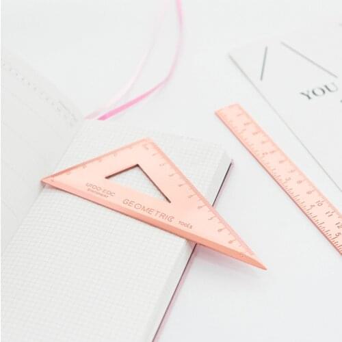 2019 creative fine metal office school student thick drafting tools ruler set triangle ruler stationery supplies