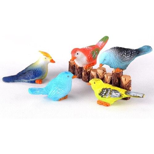 4PCS Resin Craft Bird Parrot Figurine Wedding Decoration Moss Micro Landscape Home Decor Miniature Fairy Garden Decoration