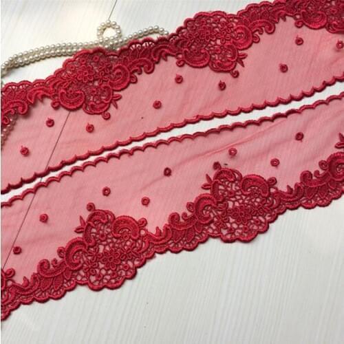 5 Meters DIY Lace Fabric Red Embroidery Mesh Lace Trim Sofa Wedding Dress 9cm Clothing Sew Accessories 9CM Width