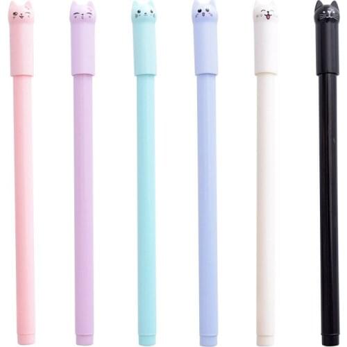 60 pcs/Lot Cartoon kitties pens Korean 0.5mm black color ink pens 0.5mm Roller ball Office school supplies Caneta escolar FB925
