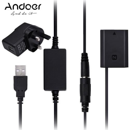 Andoer DR-FZ100 DC Coupler Dummy Battery Replace of NP-FZ100 Battery with USB DC Converter Power Cable for Sony A9 A7R3 A7M3