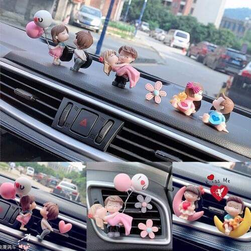Lovely Couple Girl Boy Car Air Vent Freshener Essential Oil Perfume Clip Scented Aromas Diffuser Decor Auto Interior Accessories