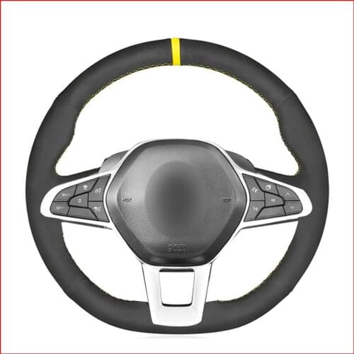 Black Suede Leather Steering Wheel Cover for Renault Clio 5 (V) 2019-2020 Zoe 2019-2020 Captur Parts