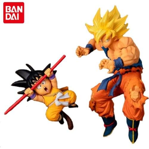 Bandai Dragon Ball Anime Figure FES Super Saiyan Yellow Hair Goku Junior Stick Goku Genuine Model Ornaments Children Toys