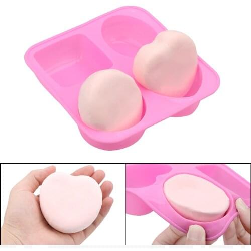 Soap Making 4 Cavity Portable Unique Soap Making Tools Soap Molds Silicone Round Oval Heart Square Shape Handmade Soap Mold
