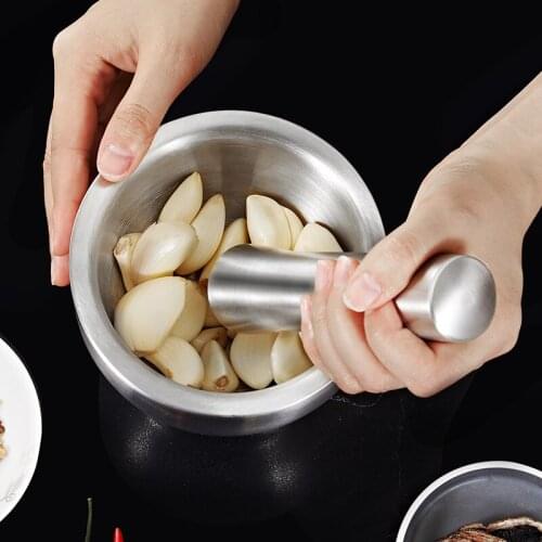 Wonderlife Stainless Steel Mortar and Pestle Pill Crusher Spice Grinder Herb Bowl Pesto Powder Grinder Crusher Kitchen Tool