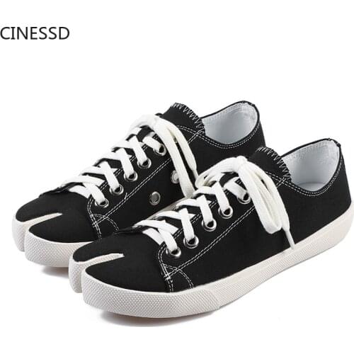Women Split Toe Flat Canvas Shoes Woman Lace Up Sneakers Casual Shoes
