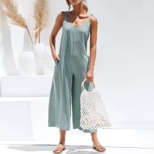 Summer Solid Color Jumpsuit Women Clothes Sexy Sleeveless Sling Overalls Rompers Casual Loose Streetwear Jumpsuits