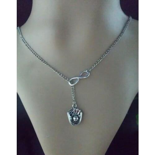 Fashion Vintage lucky 8&Baseball Glove charm sweater chain suitable necklace&bracelet DIY jewelry Accessories 6pcs B512