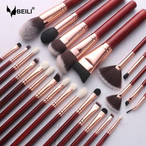 BEILI 25 pcs Makeup Brushes Set No Logo Goat Synthetic Hair Foundation Powder Eyeshadow Eyebrow Professional Make-up Brushes
