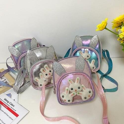 2021 New Style Kids Cute Cartoon Shoulder Bag Multipurpose Cartoon Rabbit Patterns Messenger Bag for Girls