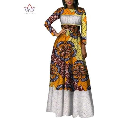 Autumn new fashion afriac dresses for women Dashiki Lace Patchwork Traditional African Clothing Party Dress WY2014