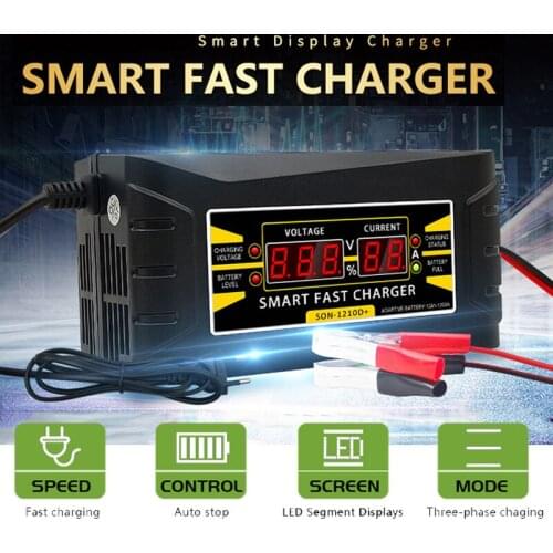 Full Automatic Car Battery Charger 150V/240V To 12V 6A/10A Smart Fast Power Chargings + Acid Digital LCD Cars Display EU US Plug