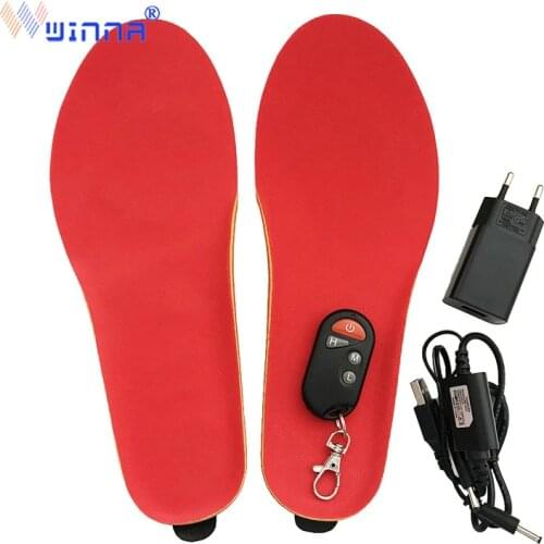 Russia Warehouse) Velvet Electric Heated Insoles with Battery Height Increase Insole Winter Foot Warmer for Ski Hiking Riding