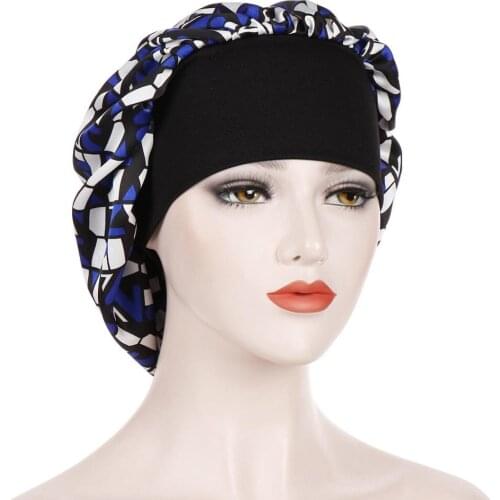 Satin Silk Bonnet Beanie Women Hair Care Night Sleep Hats Geometry Silk Caps Head Wrap Ladies Skullies Fashion