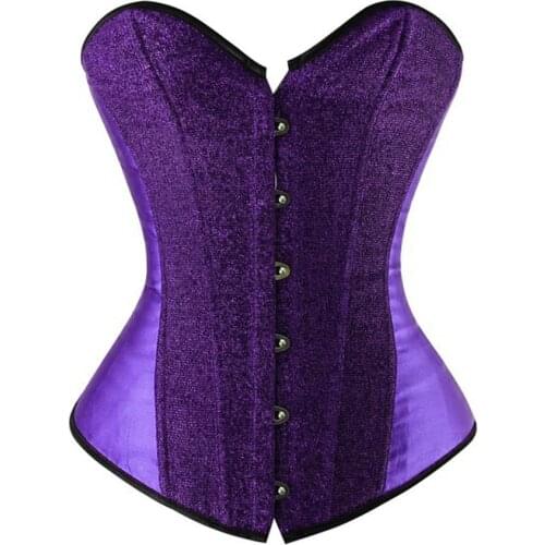 Sexy Womens Burlesque Sequin Boned Lace up Overbust Corset Bustier Shiny Showgirl Costumes Corselet with Gstring Lingerie Top